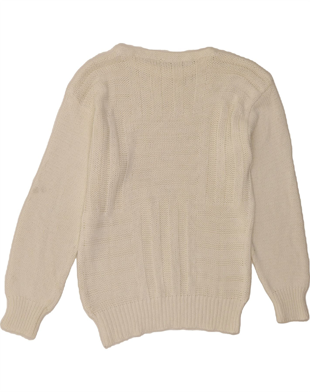 VINTAGE Womens Boat Neck Jumper Sweater UK 14 Medium Off White Vintage Vintage and Second-Hand Vintage from Messina Hembry 