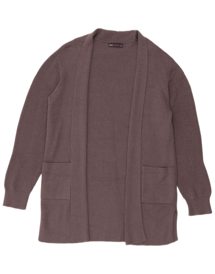 Maglione cardigan aperto lungo da donna Marks & Spencer UK 14 grande grigio