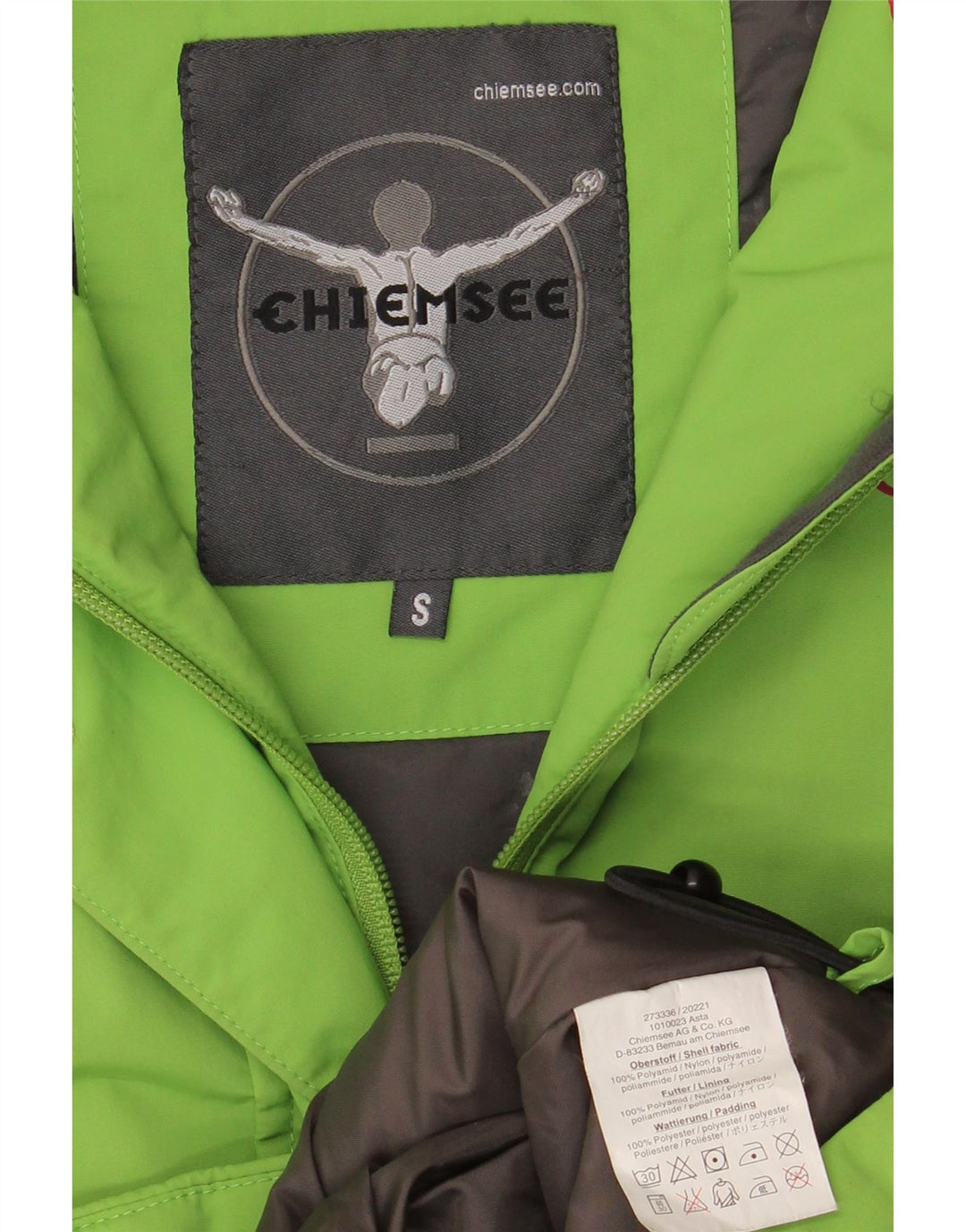 Giacca da sci con cappuccio da donna Chiemsee UK 10 Small Verde Colourblock in poliammide