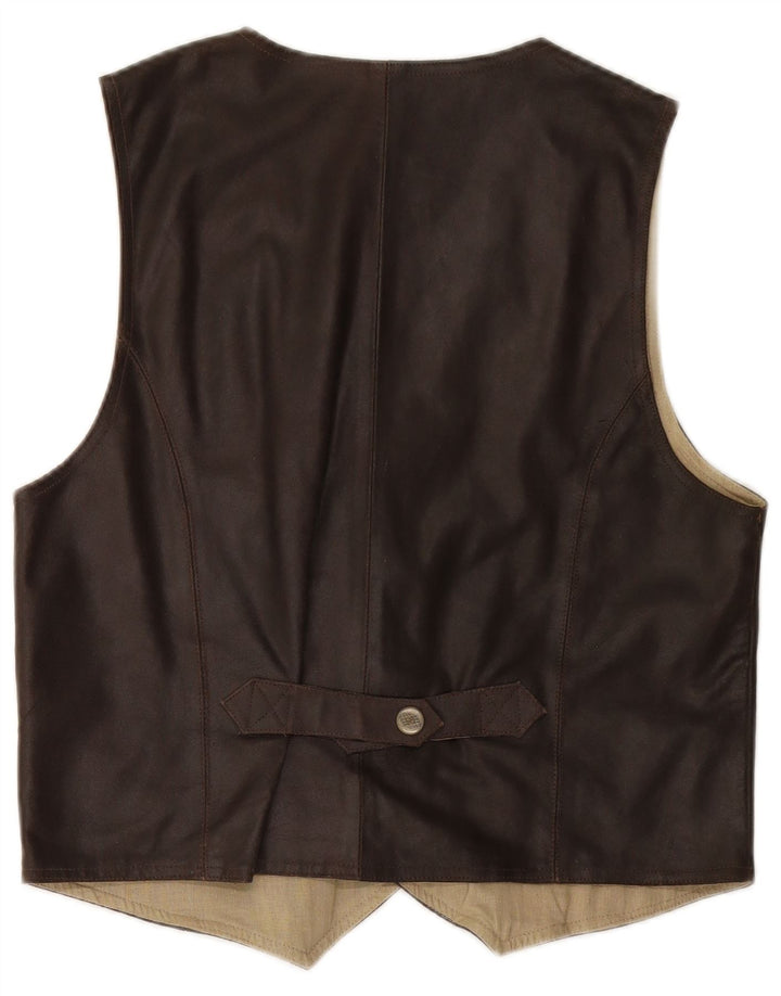 Gilet in pelle da uomo VINTAGE grande in pelle marrone