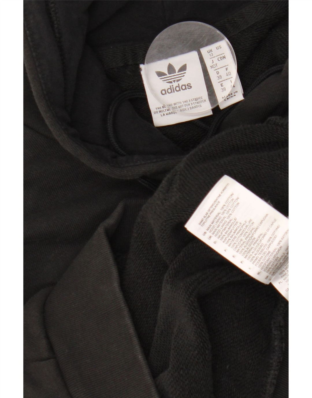 Maglione con cappuccio oversize grafico da donna ADIDAS UK 12 cotone nero medio