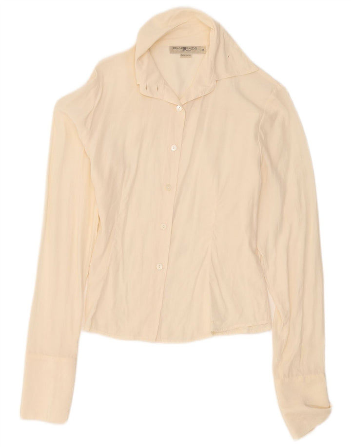 Blunauta Donna Camicia Blusa IT 44 Medio Off White Seta