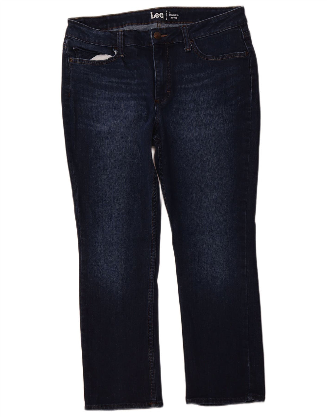Jeans dritti LEE da donna a vita media corta W32 L25 Blu Navy