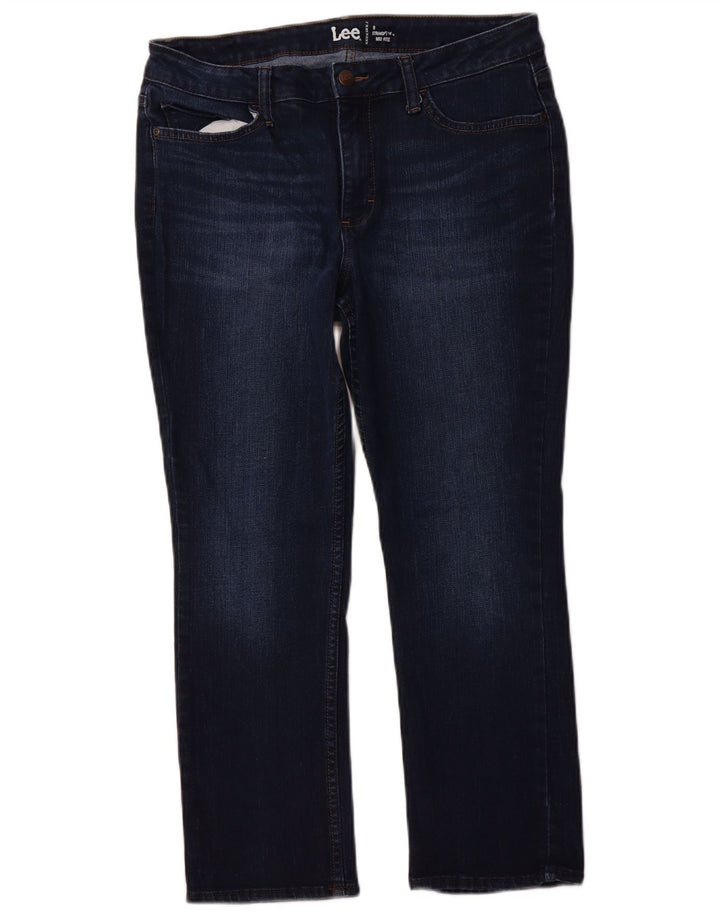 Jeans dritti LEE da donna a vita media corta W32 L25 Blu Navy