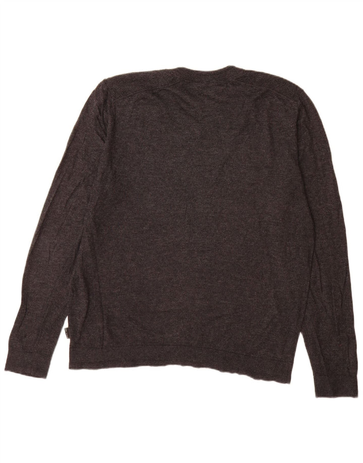 Maglione maglione da uomo con scollo a V Ted Baker taglia 5 XL lana grigia