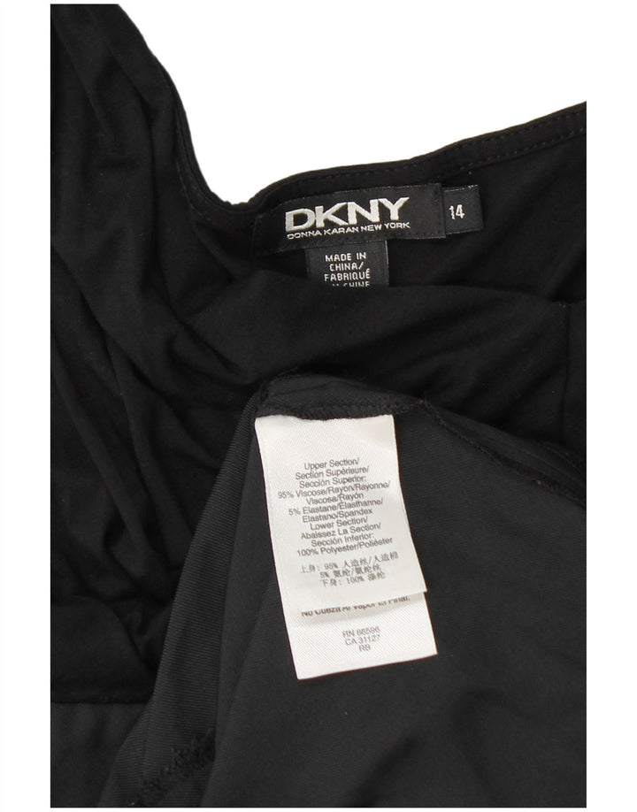 Abito a trapezio da donna Dkny US 14 XL in viscosa color block nero