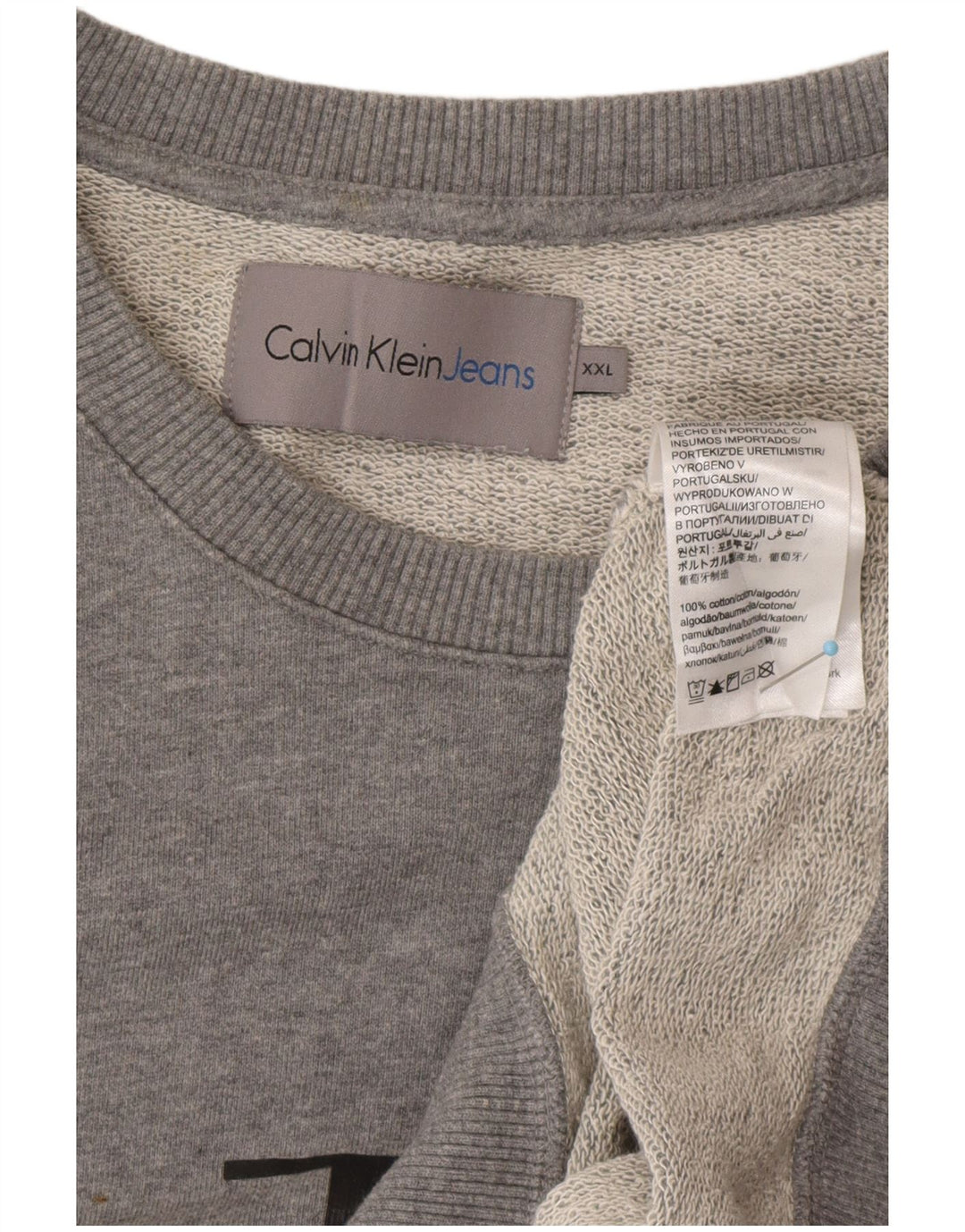 CALVIN KLEIN JEANS Felpa con grafica da uomo Maglione 2XL Cotone grigio