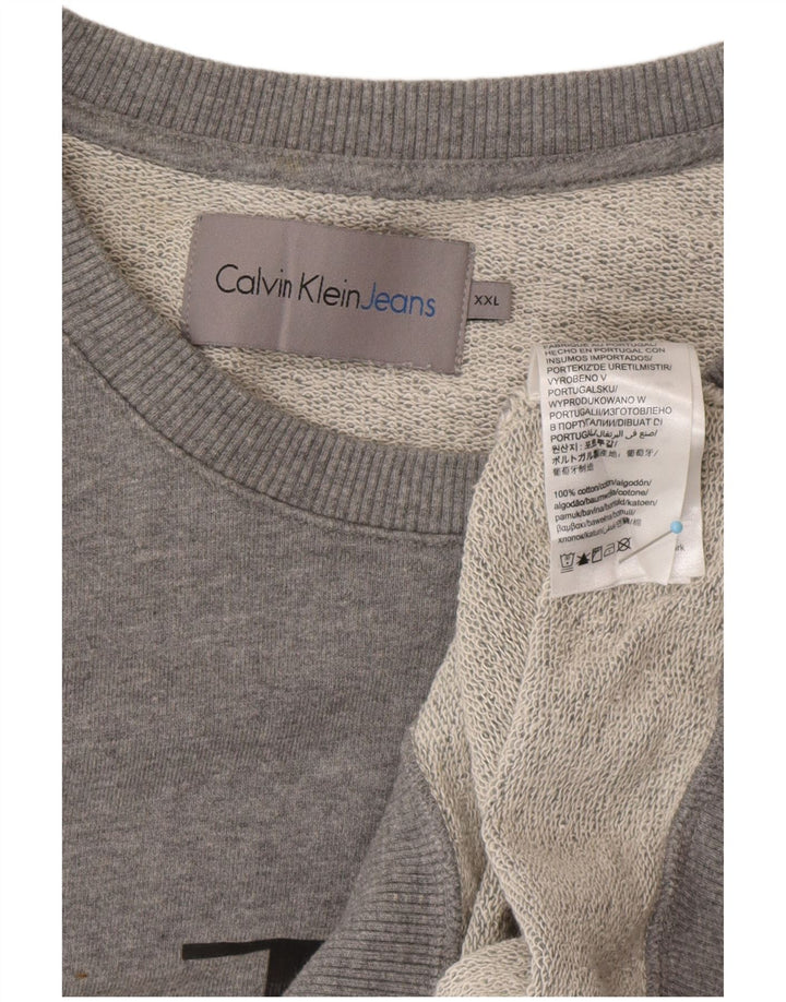 CALVIN KLEIN JEANS Felpa con grafica da uomo Maglione 2XL Cotone grigio