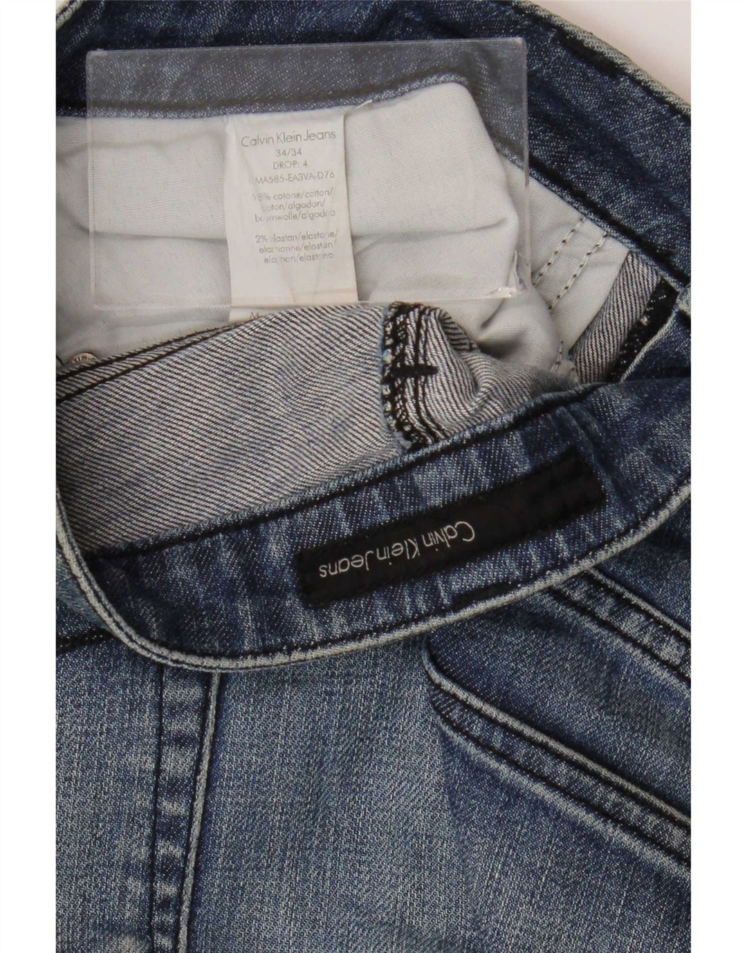 Jeans slim da uomo Calvin Klein W34 L34 cotone blu