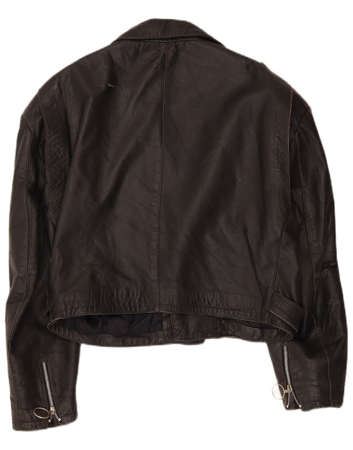 Giacca da motociclista in pelle corta da donna Colombus UK 14 media nera