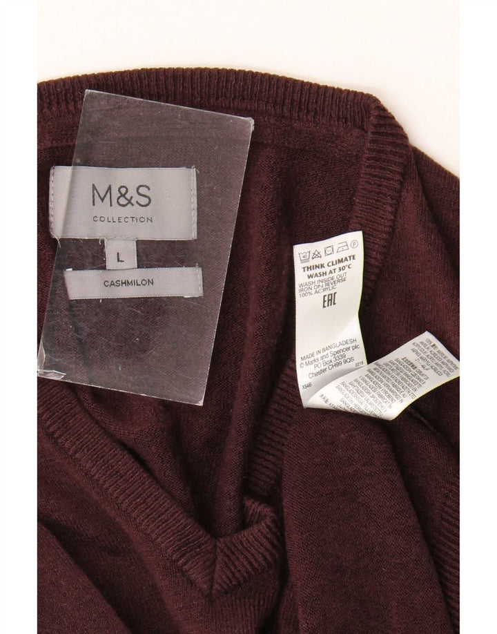 Maglione da uomo con scollo a V Marks & Spencer grande in acrilico marrone