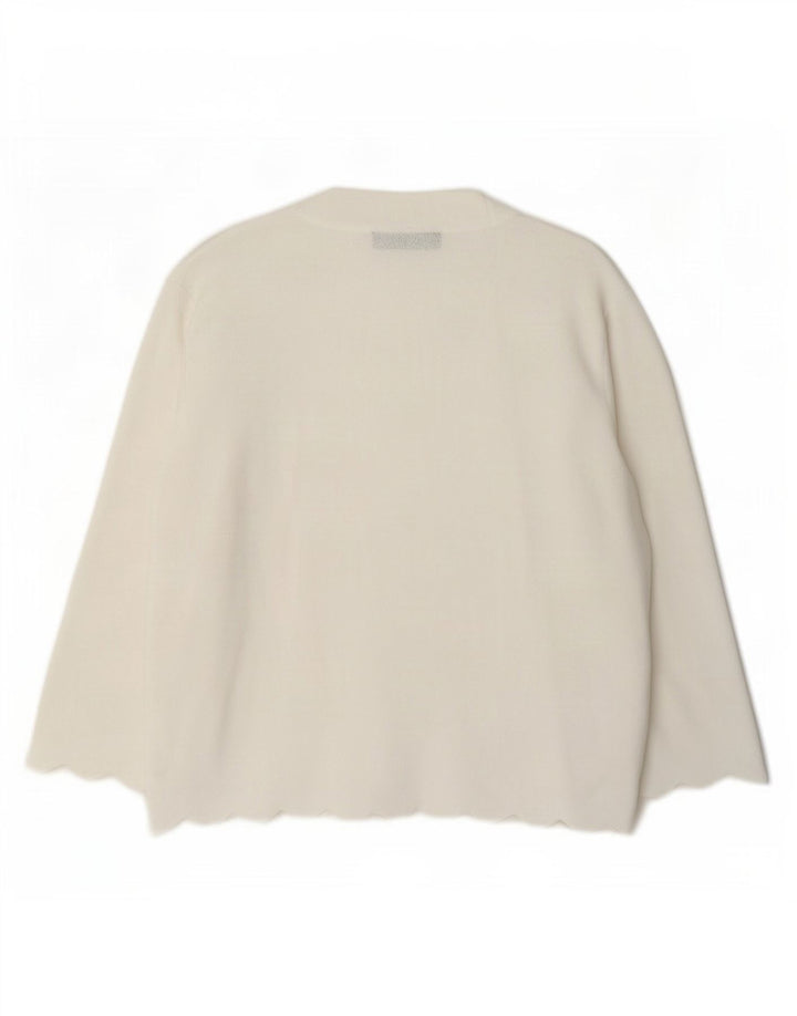 Maglione cardigan aperto da donna Marks & Spencer UK 12 Viscosa bianca media