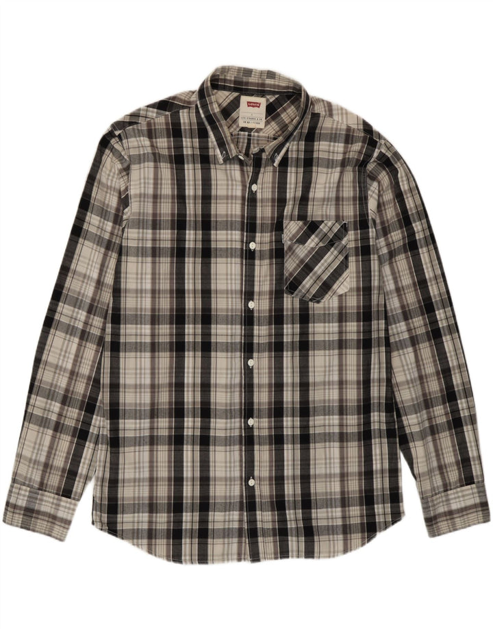 Camicia Levi's da uomo in cotone a quadri grigi grandi
