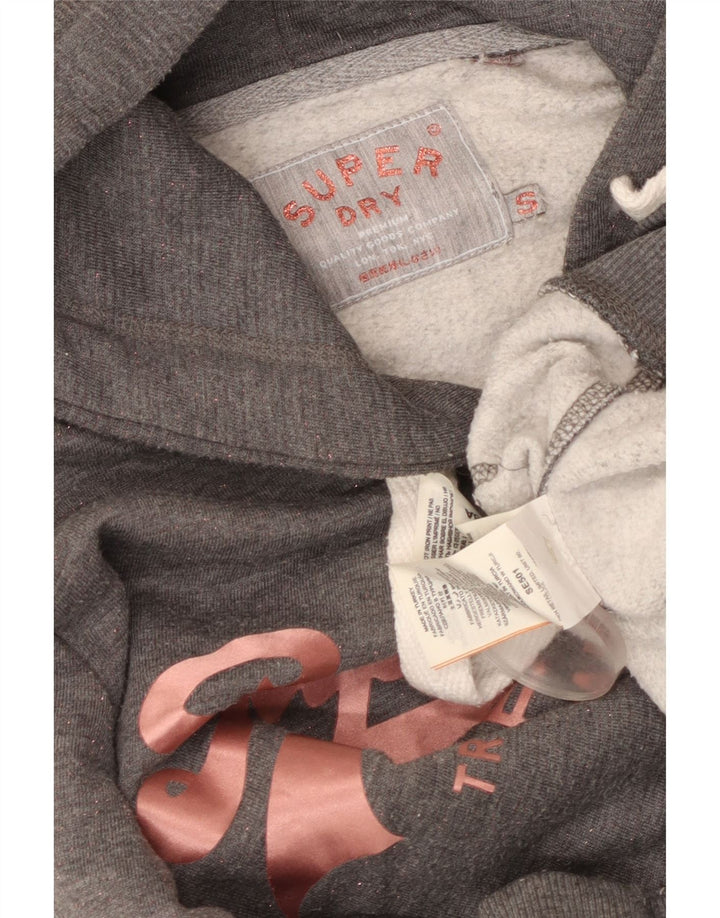 Maglione con cappuccio grafico da donna SUPERDRY UK 10 piccolo poliestere grigio