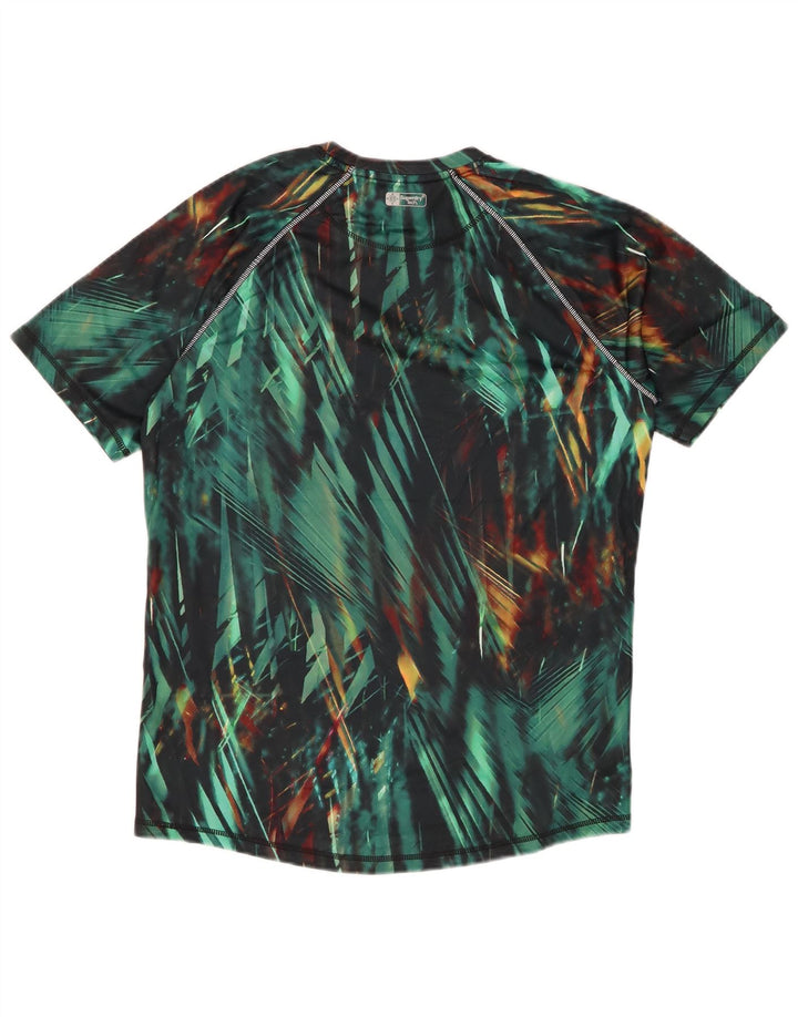 T-shirt attiva da uomo SUPERDRY Top verde medio geometrico