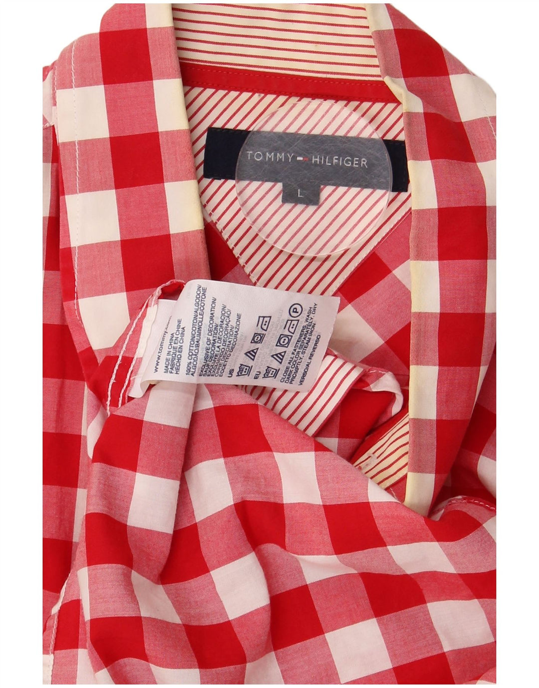 Camicia da uomo Tommy Hilfiger grande in cotone a quadretti rossi