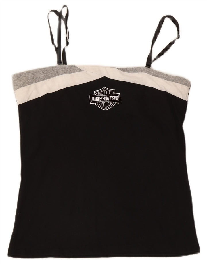Canottiera corta grafica da donna Harley Davidson UK 14 grande cotone nero