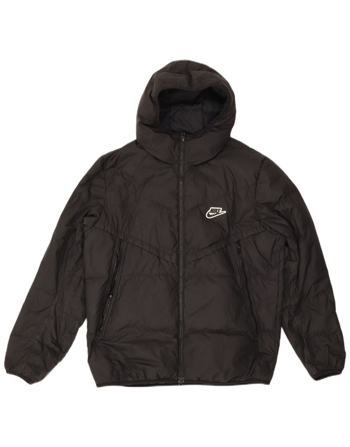 Giacca imbottita con cappuccio Nike da uomo UK 40 grande poliestere nero