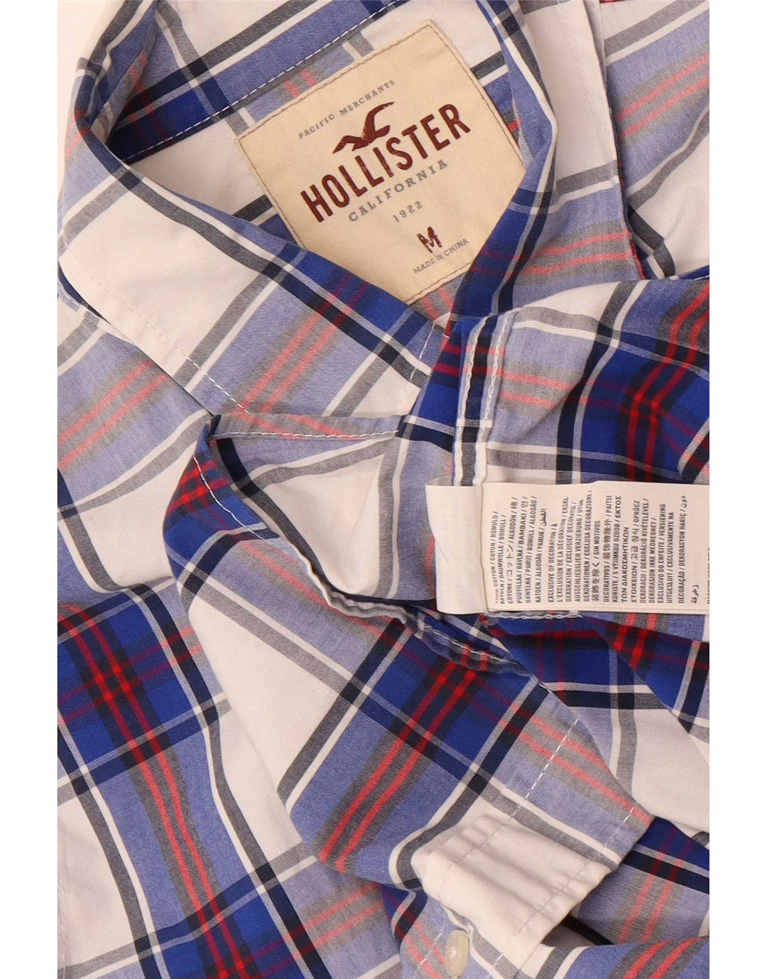 Camicia Hollister da uomo in cotone a quadri blu medio