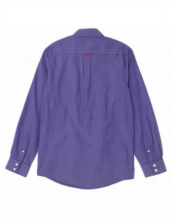 Crew Clothing Camicia da uomo dal taglio classico in cotone a quadri blu medio