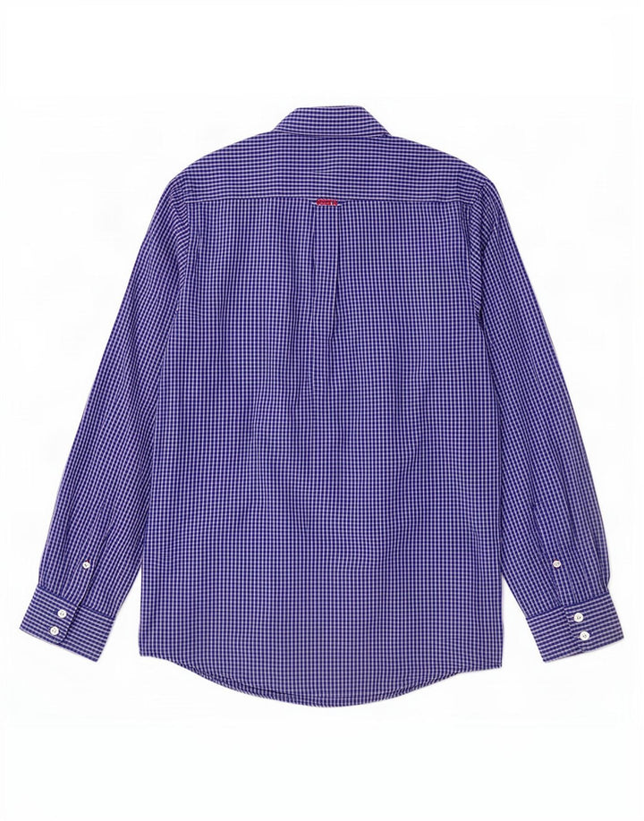 Crew Clothing Camicia da uomo dal taglio classico in cotone a quadri blu medio
