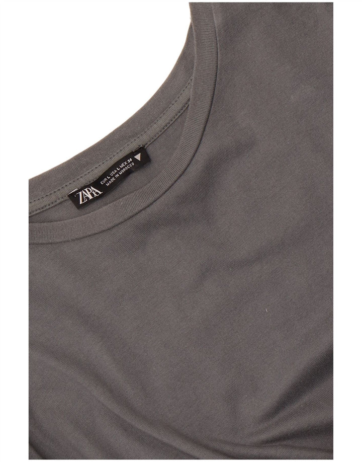 Abito a trapezio a maniche lunghe da donna Zara UK 14 grande grigio