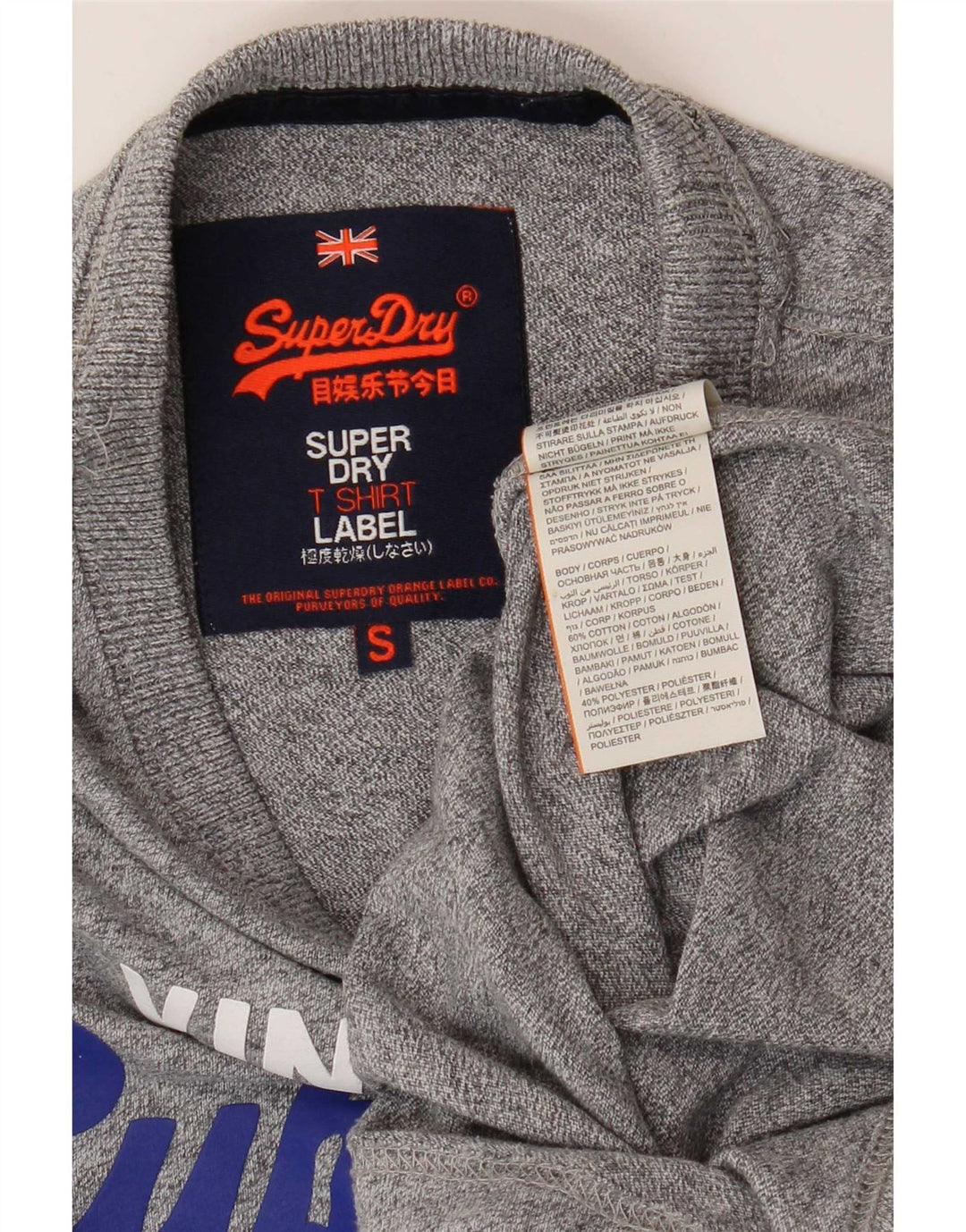 T-shirt grafica da uomo Superdry Top in cotone chiazzato grigio piccolo
