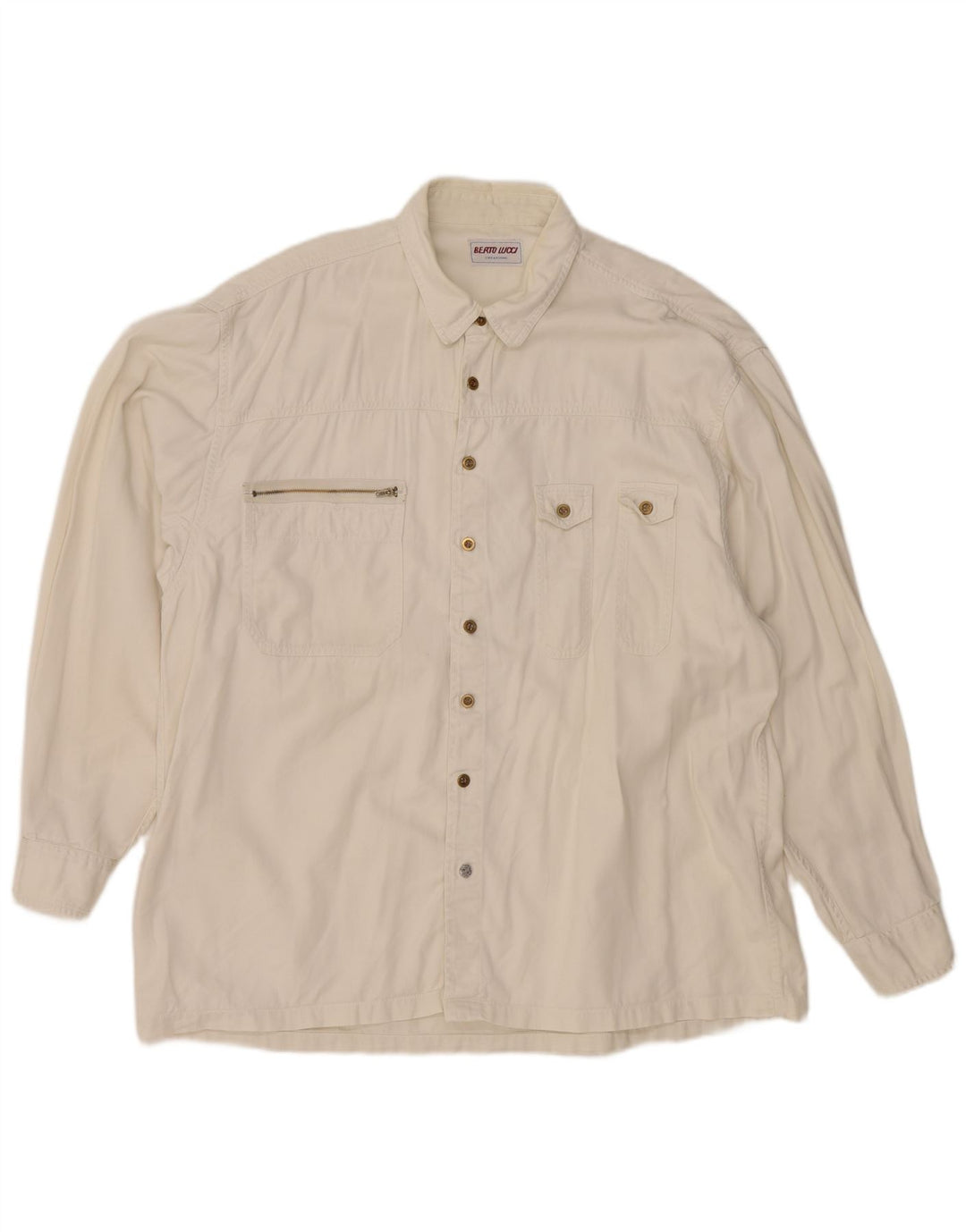 Camicia di jeans da uomo Berto Lucci XL in cotone bianco