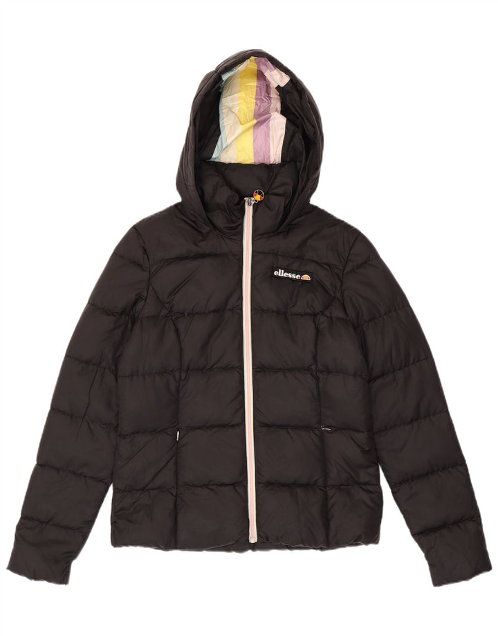 Giacca imbottita con cappuccio Ellesse da donna Heritage UK 10 piccola in nylon nero