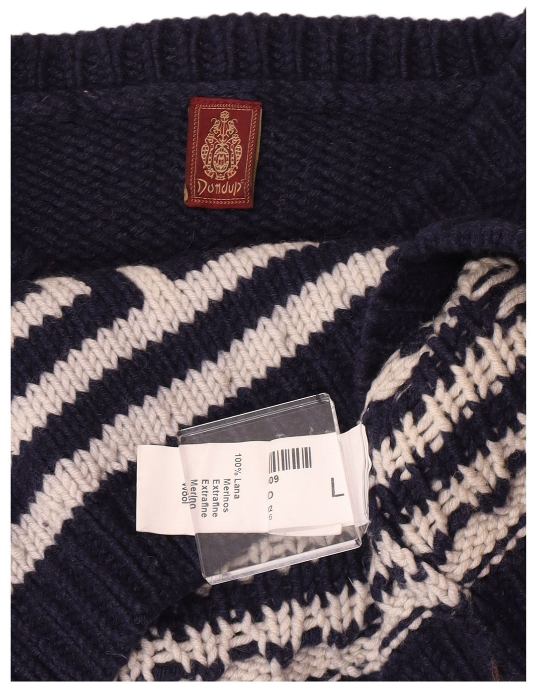 Dondup Maglione da uomo girocollo maglione grande lana geometrica blu navy
