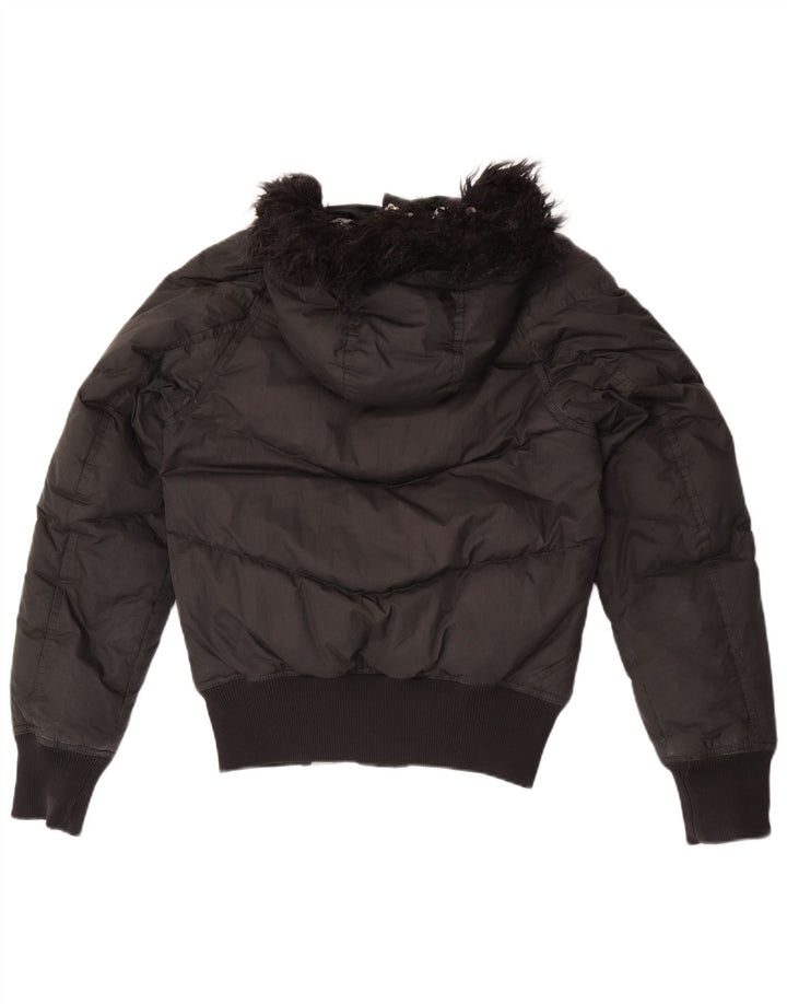 Giacca imbottita oversize con cappuccio Nike da donna UK 8/10 piccola poliestere nero