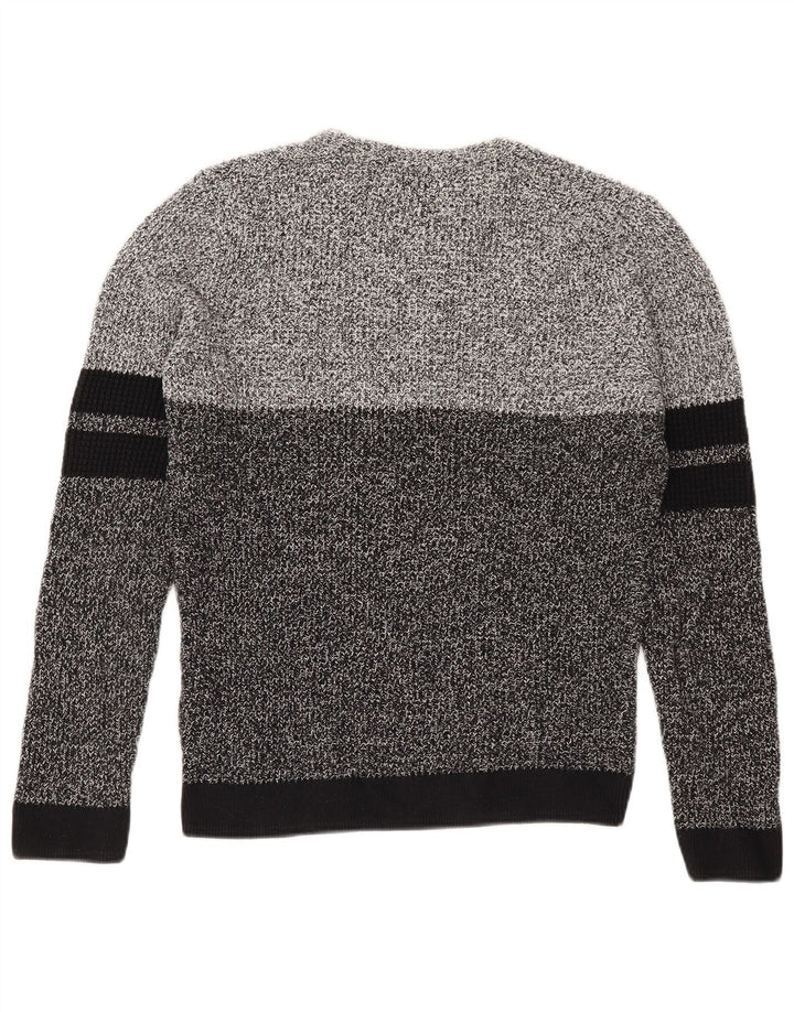 Maglione maglione girocollo da uomo Zara in cotone color block grigio medio