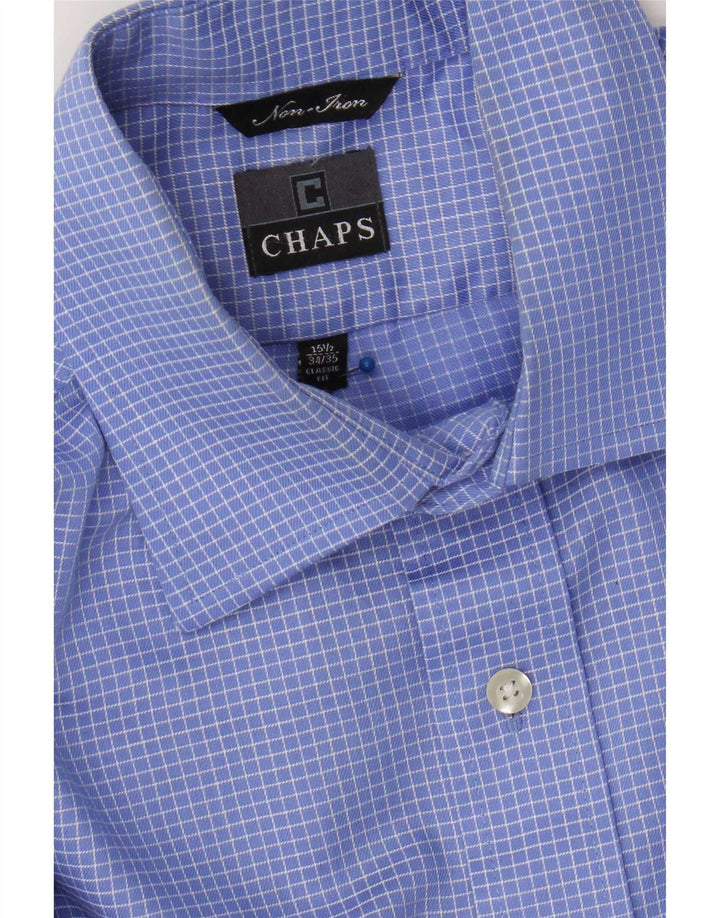 Camicia da uomo Chaps taglia 15 1/2 cotone a quadri blu medio