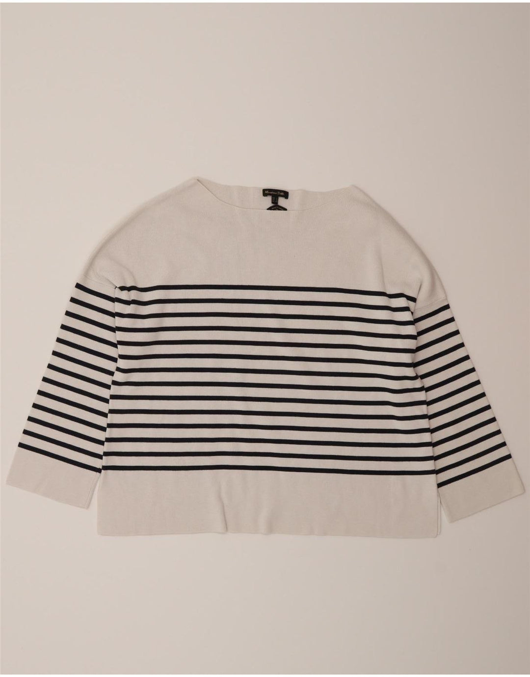 Massimo Dutti Top oversize da donna manica 3/4 UK 10 piccolo a righe bianche