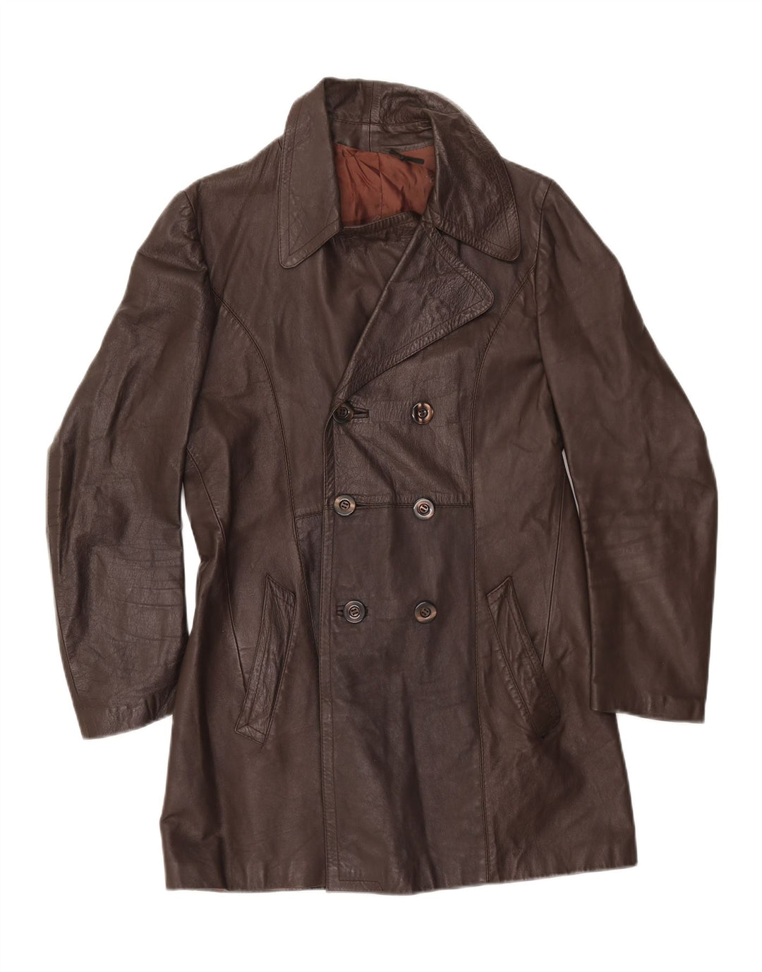 Cappotto in Pelle Donna VINTAGE IT 50 XL Marrone