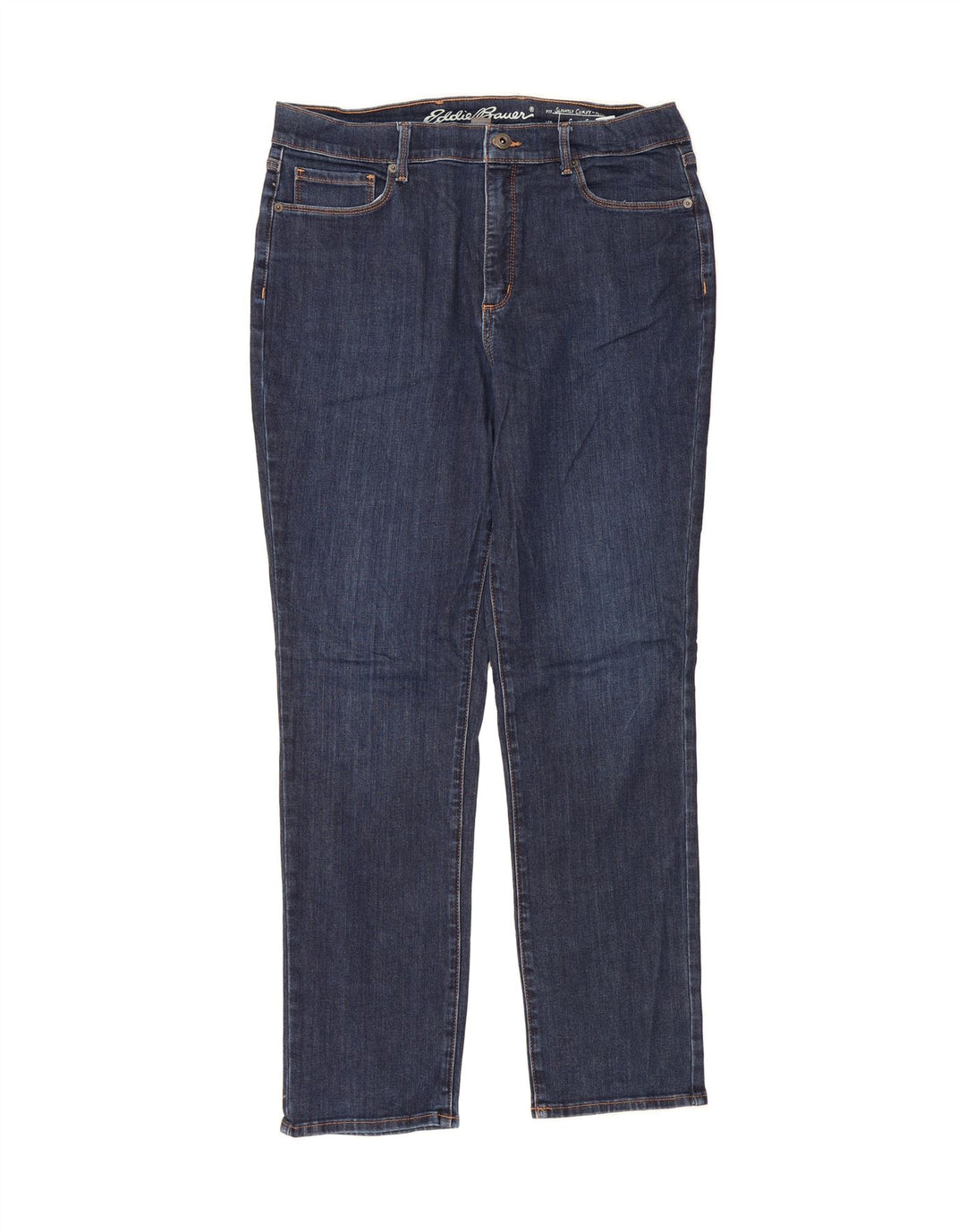 EDDIE BAUER Womens Slightly Curvy Straight Jeans US 14 W34 L29 Navy Blue Vintage Eddie Bauer and Second-Hand Eddie Bauer from Messina Hembry 