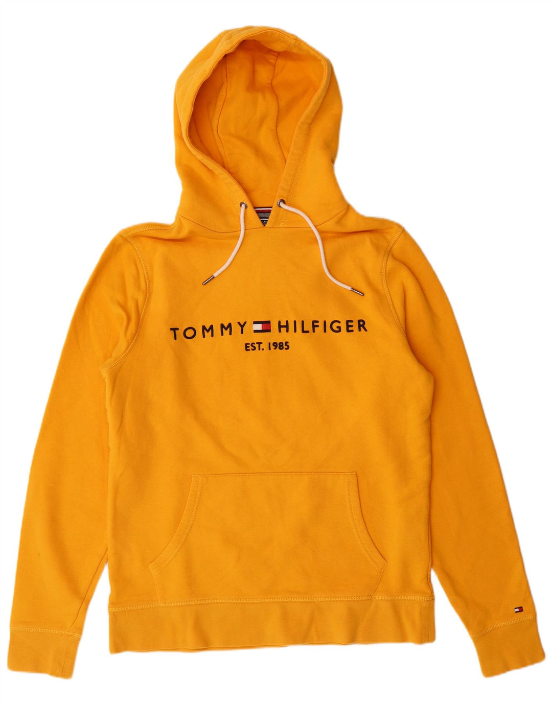 TOMMY HILFIGER Maglione con cappuccio grafico da uomo in cotone giallo medio