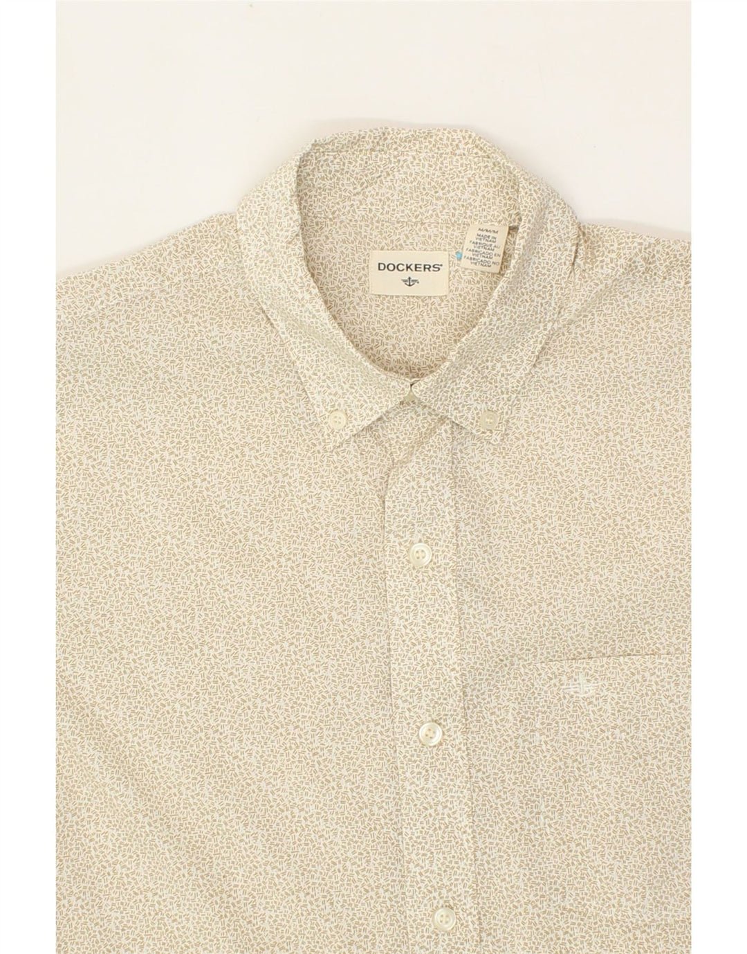 DOCKERS Mens Short Sleeve Shirt Medium Beige Spotted Cotton Vintage Dockers and Second-Hand Dockers from Messina Hembry 