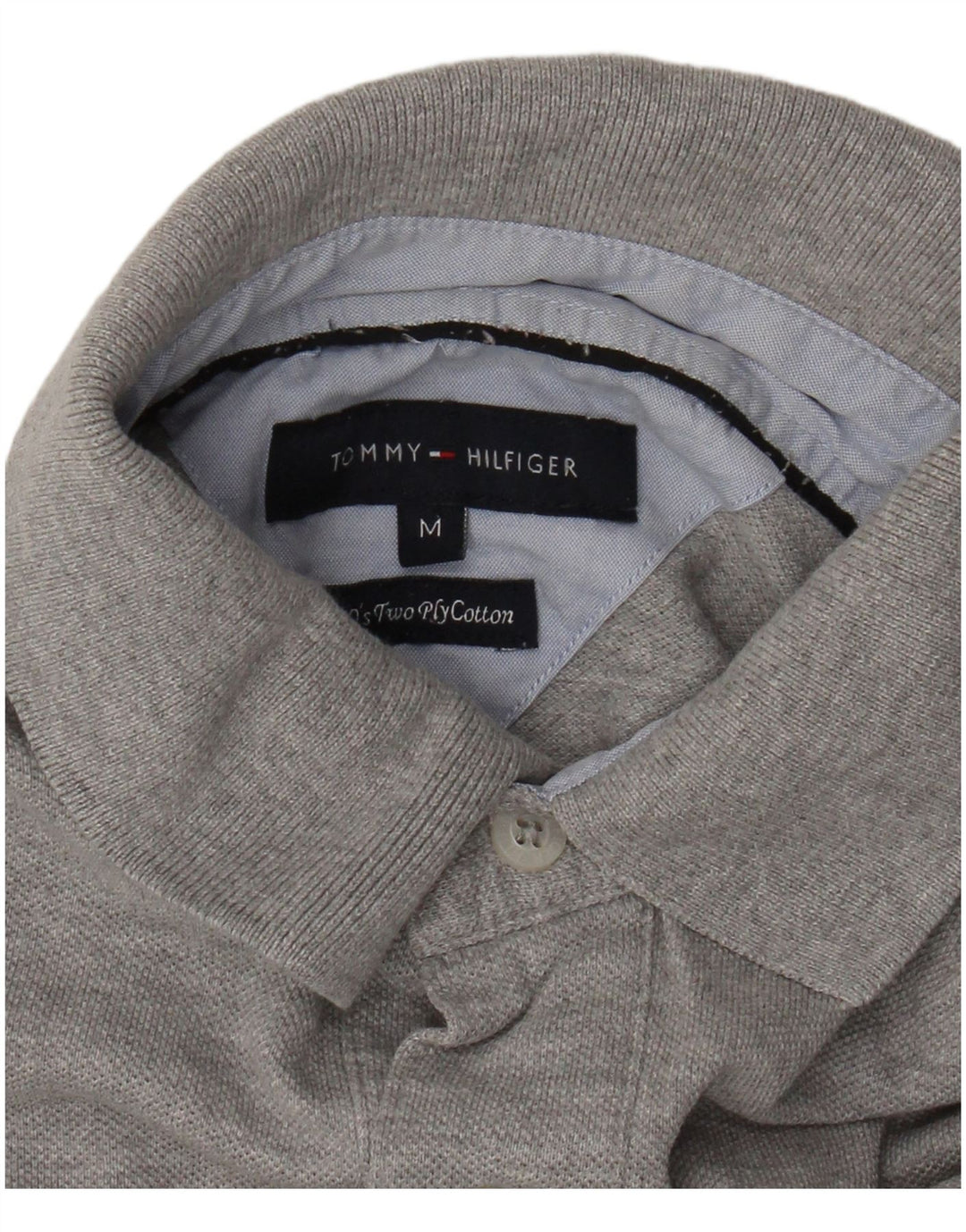 Polo da uomo Tommy Hilfiger in cotone chiazzato grigio medio
