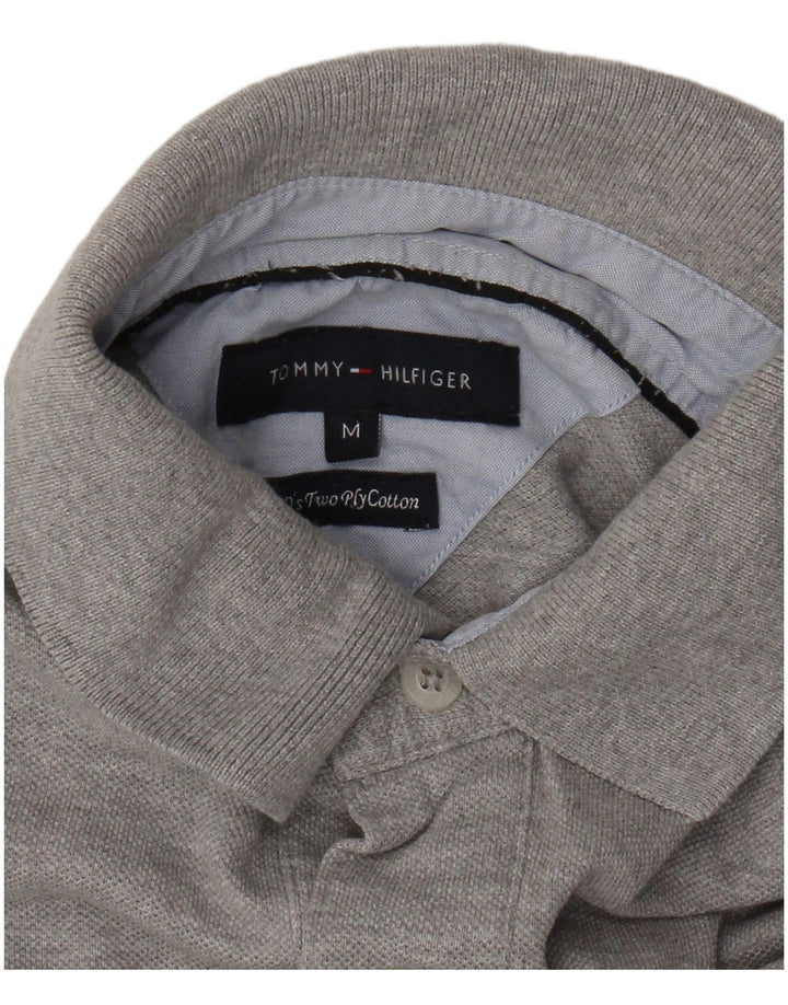 Polo da uomo Tommy Hilfiger in cotone chiazzato grigio medio
