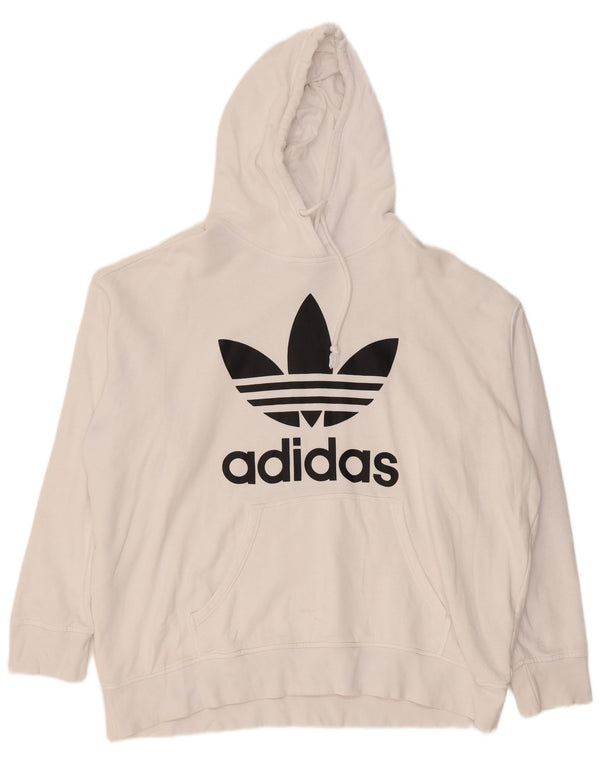Felpa con cappuccio grafica grafica da donna Adidas UK 28/30 3XL Cotone bianco