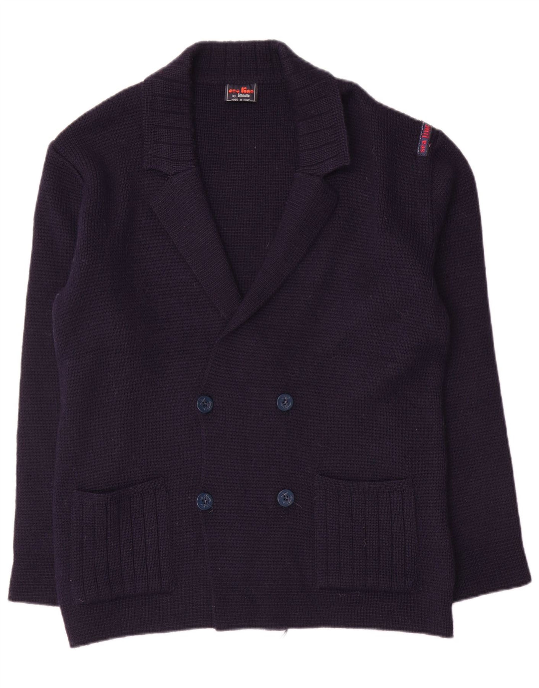 Maglione cardigan da uomo Settebello in lana media blu navy