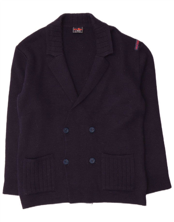 Maglione cardigan da uomo Settebello in lana media blu navy