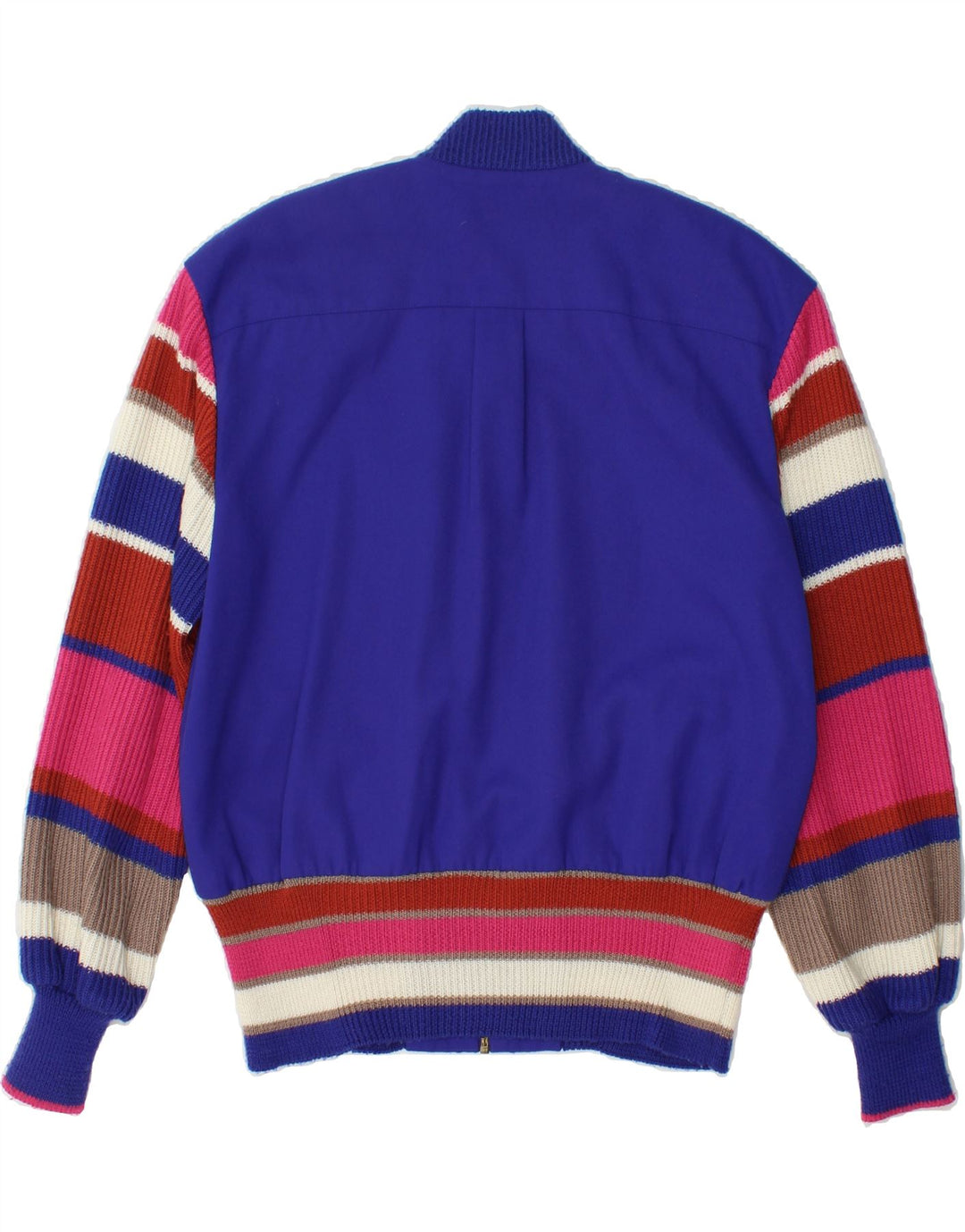 VINTAGE Womens Tricot Oversized Bomber Jacket UK 10 Small Blue Colourblock Vintage Vintage and Second-Hand Vintage from Messina Hembry 