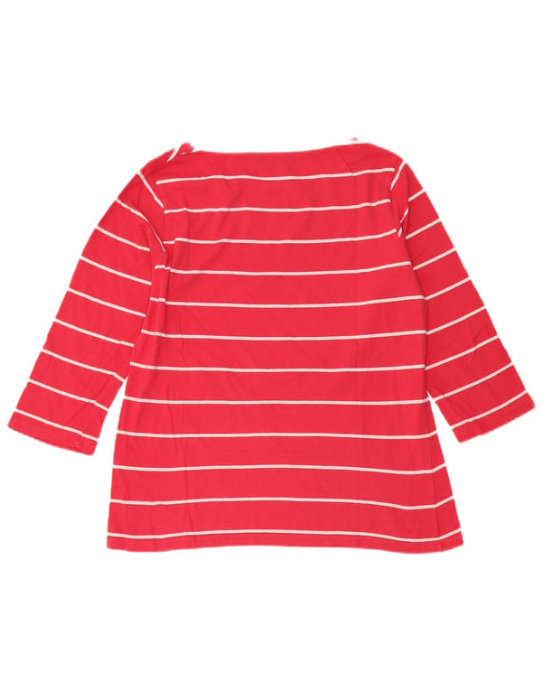 Crew Clothing Top da donna manica 3/4 UK 14 Cotone a righe rosse medie