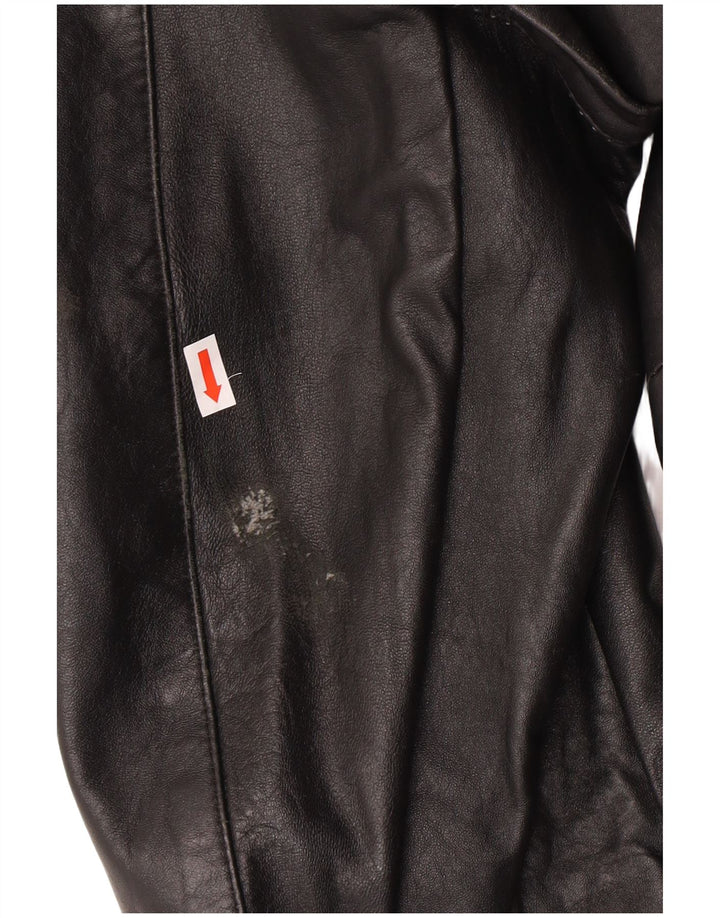 Giacca in pelle doppiopetto vintage da uomo UK 40 grande in pelle nera