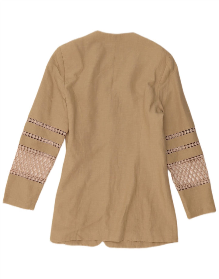 Giacca blazer a 3 bottoni da donna Gil Bret UK 12 Lino beige medio