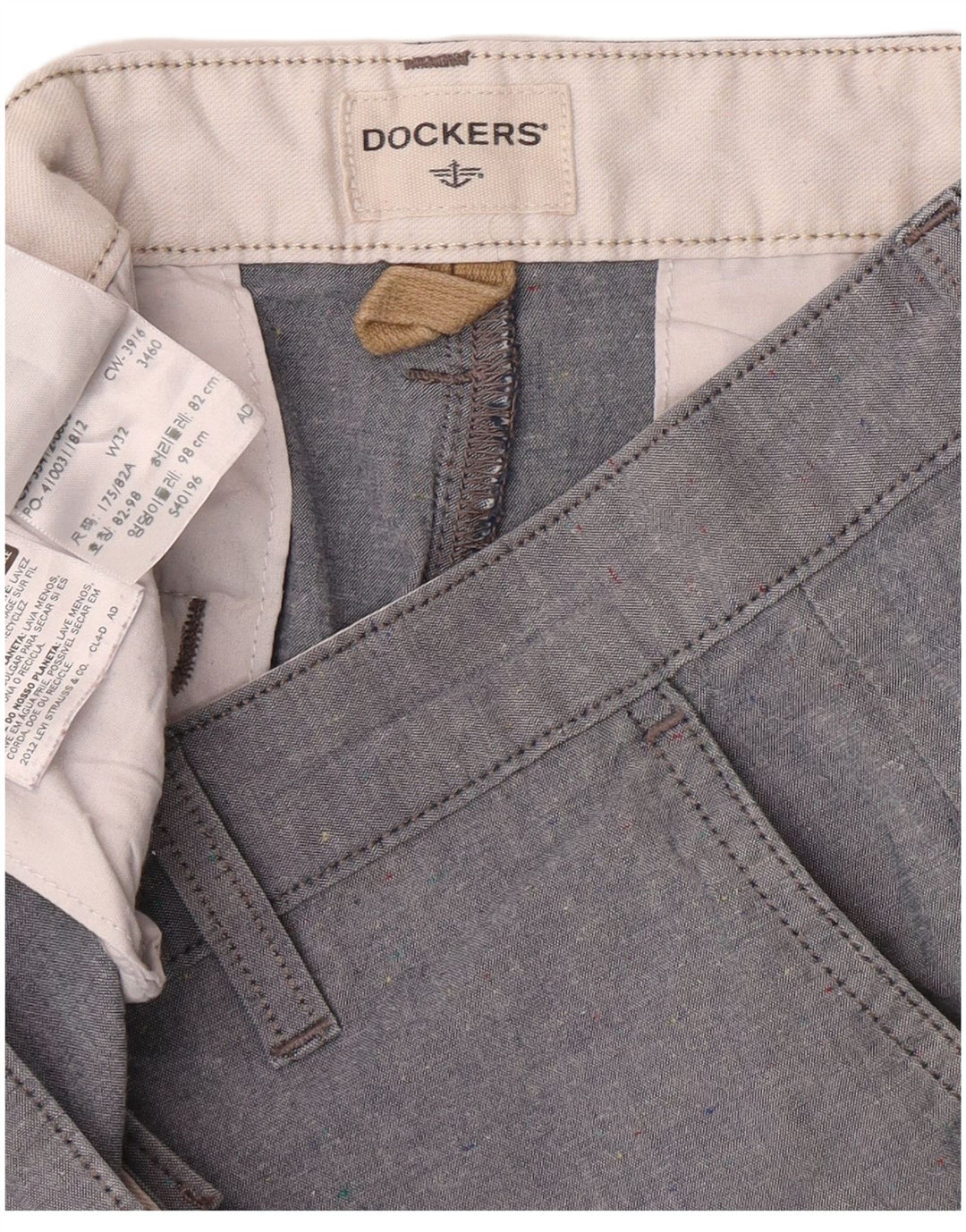 Pantaloncini chino da uomo Dockers W32 grandi in cotone grigio
