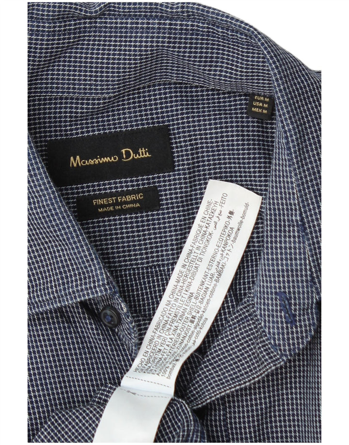 Camicia da uomo Massimo Dutti in cotone a quadri blu navy medio