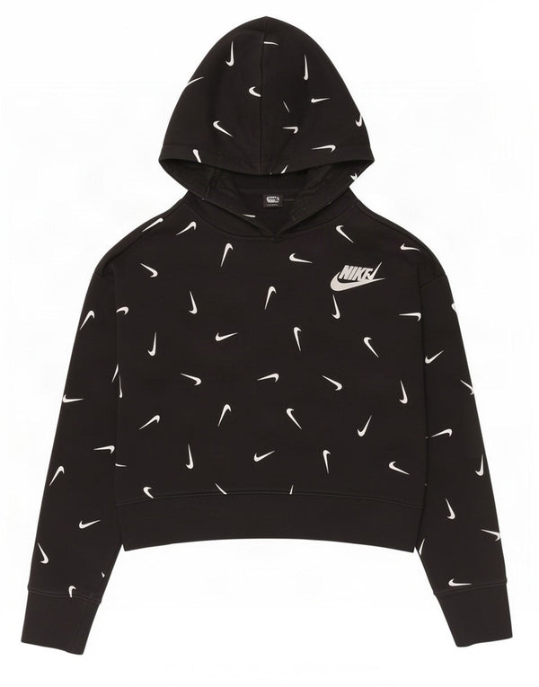 Felpa con cappuccio Nike Crop Graphic Standard Fit per ragazze 13-14 anni XL Nera